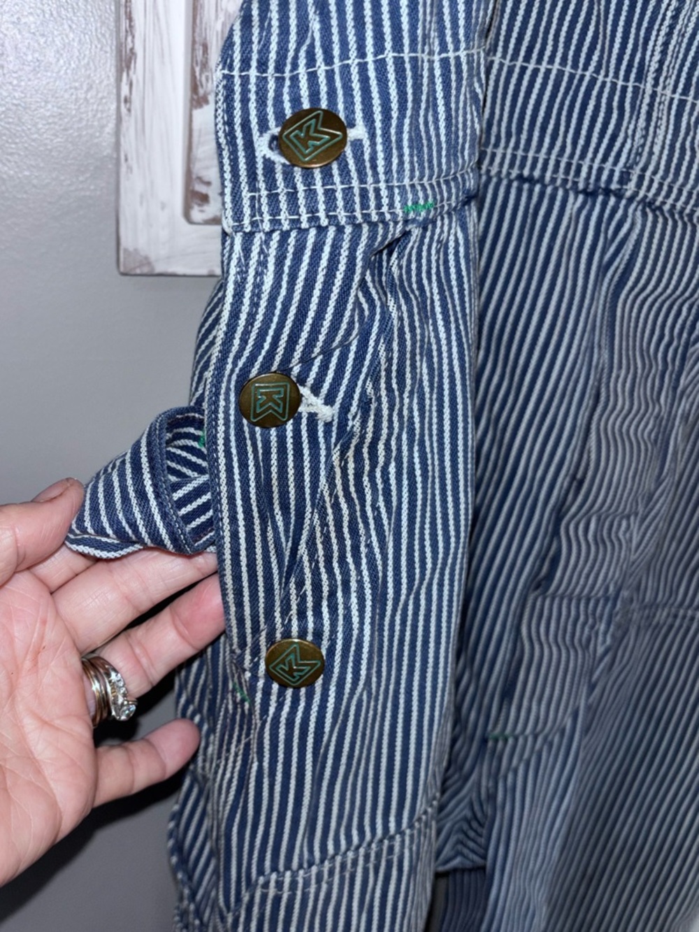 Vintage 80s Rugged Denim Men’s Bib Overalls Jeans USA 36 X 32 Pinstriped - Picture 4 of 6